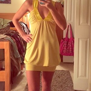 Yellow silk dress