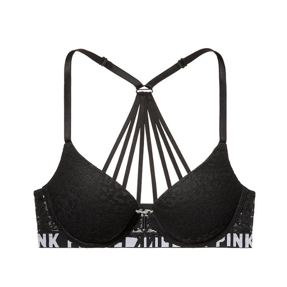 PINK logo strappy back bra