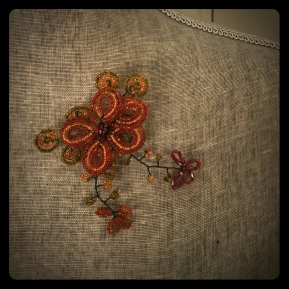 Anthropologie beaded flower brooch, pin