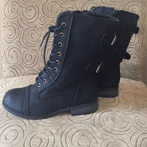 Black combat boots