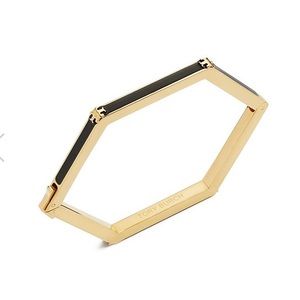 Tory Burch Hex-Logo Enameled Hinged Bracelet