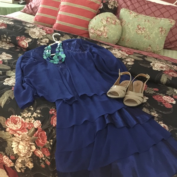 Lovely cobalt blue georgette cocktail dress.