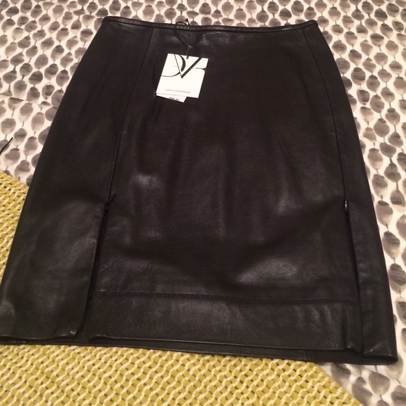 Black Leather DVF Pencil Skirt
