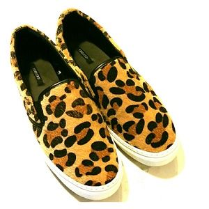F21 Faux Pony Hair Leopard Sneakers