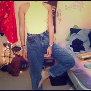 High waist marbled Mom jeans