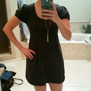 Charcoal sweater dress.