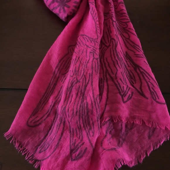 NEW fuchsia pink - purple accents scarf - Picture 3 of 4
