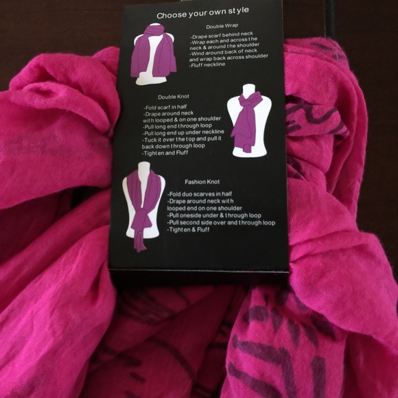 NEW fuchsia pink - purple accents scarf - Picture 4 of 4