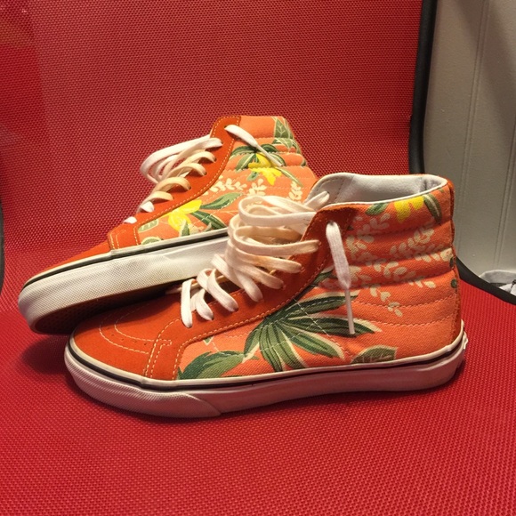 Super cute orange floral vans