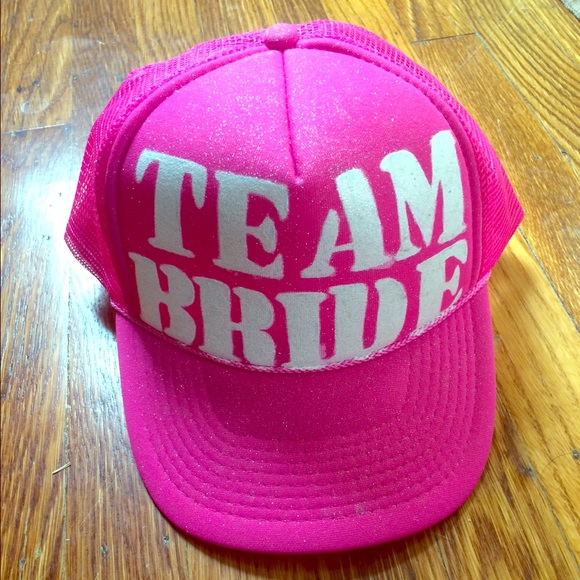 Team bride Hat hot pink and sparkly