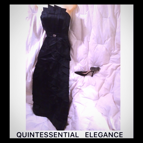 NEW BADGLEY MISCHKA 100% Silk Black Gown - Size 8