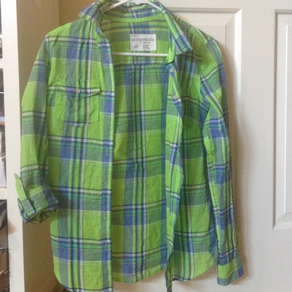 Lightweight green and blue flannel - Picture 1 of 3