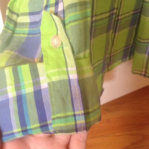 Lightweight green and blue flannel - Picture 2 of 3