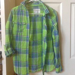 Lightweight green and blue flannel