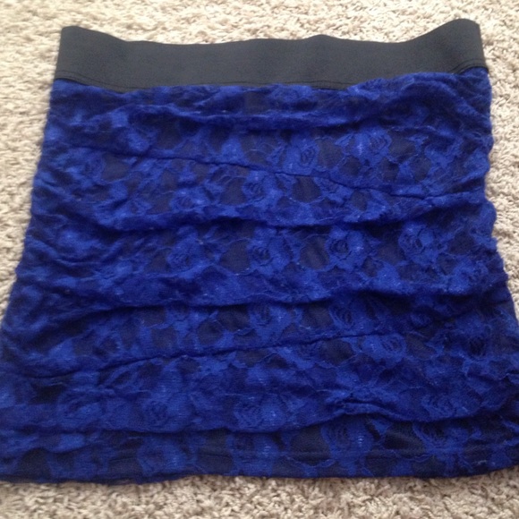 BeBe Blue and black lace pencil skirt never worn