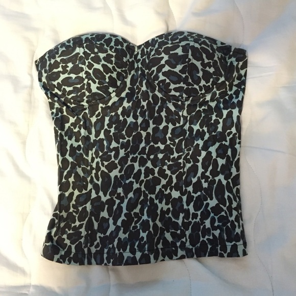 Blue leopard print corset top
