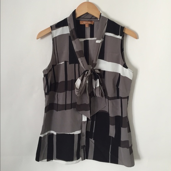 Sleeveless Tie-Neck Blouse