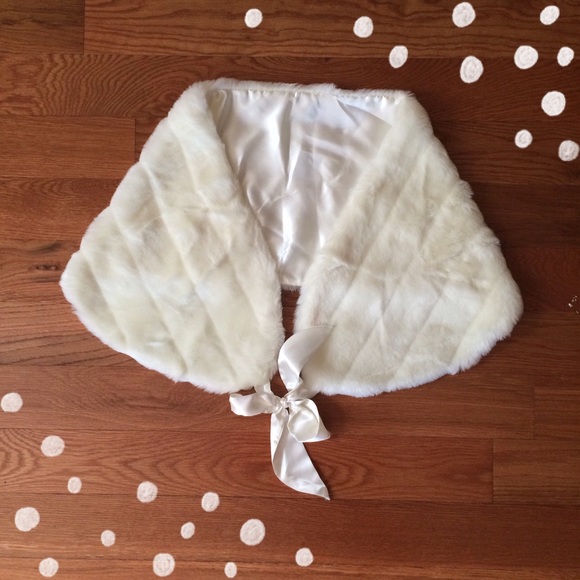 Faux fur and satin stole.