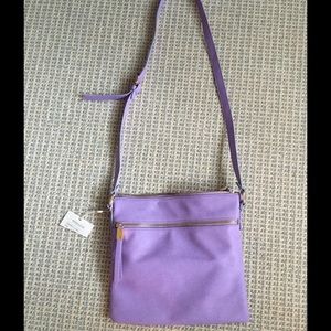 Lilac colored cross body handbag