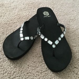 Yellow Box Black FlipFlops