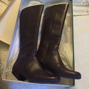 Brown knee high boots