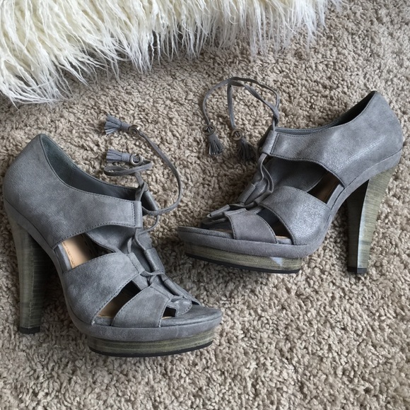 Coach Shoes - COACH grey suede leather heels