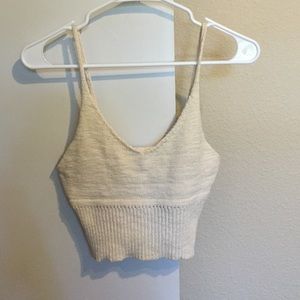 Ribbed stretch knit cream crop top NWOT