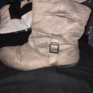 Grey Buckle Boots