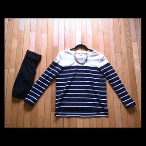 Gap Navy and Cream Striped Long Sleeve
