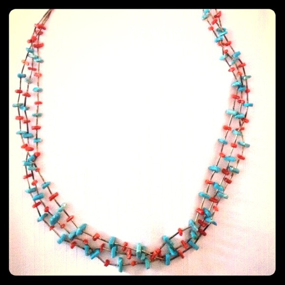 Coral and turquoise necklace - Picture 1 of 3