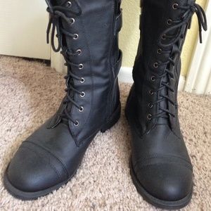 Black combat boots