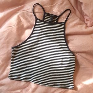 striped halter crop top