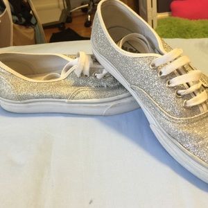 Silver glitter vans