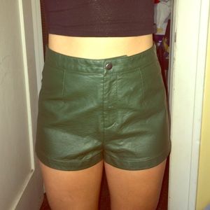Leather high waisted shorts