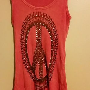 Red peace sign tank top
