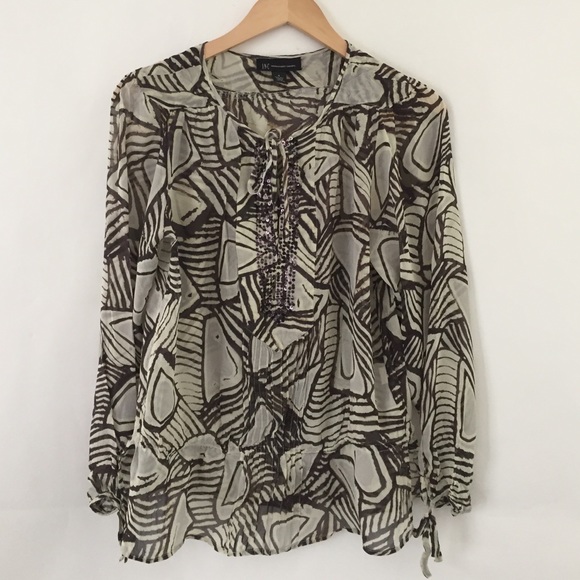 INC Beaded Tie-Neck Top