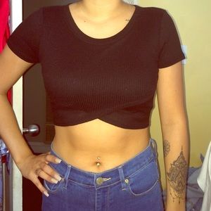 Black textured crop top
