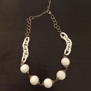 White and Gold Ball/Chain Necklace White and Gold Ball/Chain Necklace