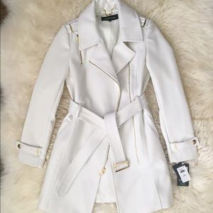 Black Rivet white wool coat with gold detailing