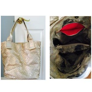 DONATING TODAY NEW Elliot Lucca Woven Leather Tote