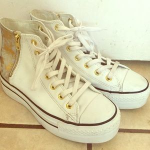 White Converse platforms