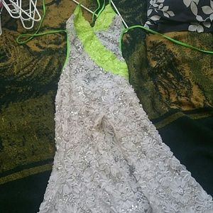 Green and white dancer gown