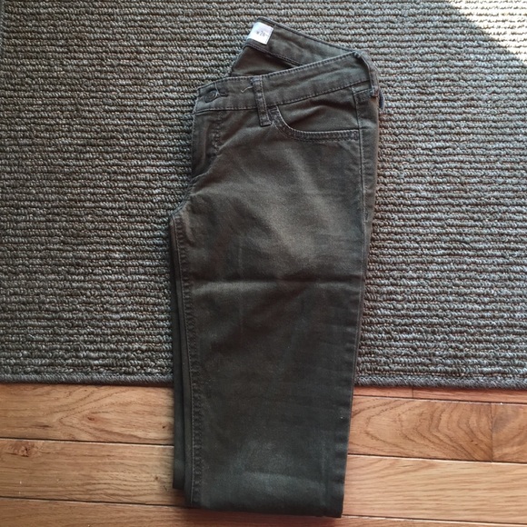 Pair of army green khaki jeans