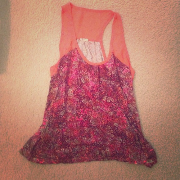 Orange retro loose fitting tank