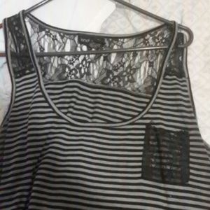 black tank top with grey stripes
