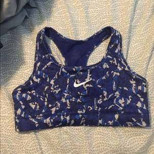 Blue nike Dri fit sports bra.