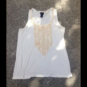 Off white beige ruffle tank top