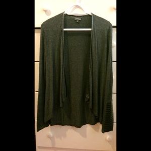 Express grey leather trim cardigan