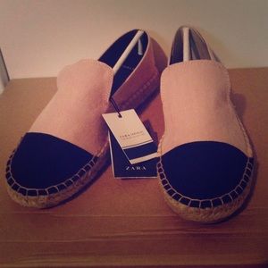 NEW Zara Espadrilles (blush pink with black toe)