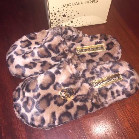 Michael Kors Leopard Faux Fur Slippers